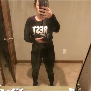 Black two-tone seamless leggings